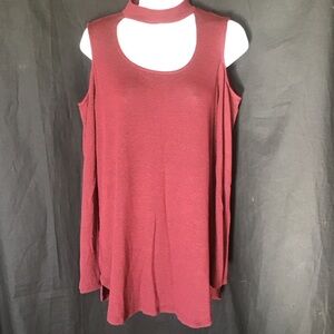 Chic Maroon Cold Shoulder Top Maurices